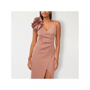 Sam And Jess Floral Applique Sleeveless Evening Gown - ACORN CHESTNUT Size 6